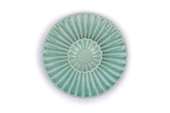Large Flower Ceramic Serving Platter With Dip, 75ml - Light Mint | Serving Plate With Glossy Finish - Platters Serving Set | Snacks Serving Plates - Ceramic Flower Platter + Dip