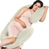 Full Body C Shape Pregnancy Pillow For Women, Maternity Pillow, Cream Color | Pillow Gift For Pregnancy Sleeping, Premium Velvet Cover With Zip | Adjustable, Relieves Pain, Multipurpose