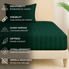 1 Single Bedsheet For King Size With 1 Pillow Covers | 36 X 78 Inches, Deep Green - 130 Thread Count Soft & Comfortable | Ideal For Bedroom, Guest Room, House