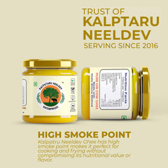 Organic Natural Desi A2 Gir Cow Ghee By Kalpataru Neeldev Enterprises | Vedic Bilona Method Curd-Churned Gir Cow Ghee Good For Glowing Skin | (250ml) 8.4 Ounce | Jar Pack