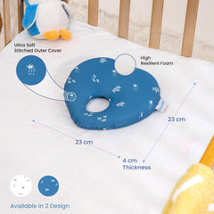 Memory Foam Baby Pillow For New Born, Head Shaping Baby Pillow, Blue Pillow - 23 X 23 X 4 Cm | For 0 To 12 Months For Preventing Flat Head Syndrome, Cherry Shape, Royal Stars - 1 Piece