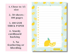 A5 Notes/To Do List Notepad, Beautiful Checklist Pad, Tear-Off Sheets (Lemon, Yellow) Pack Of 1
