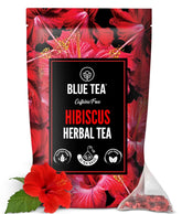 Blue Tea Hibiscus Herbal Tea - 30 Tea Bags | Enhances Skin Glow, Calms Skin Irritation - Gluten Free, Caffeine Free, Non-GMO | Zipper Packaging