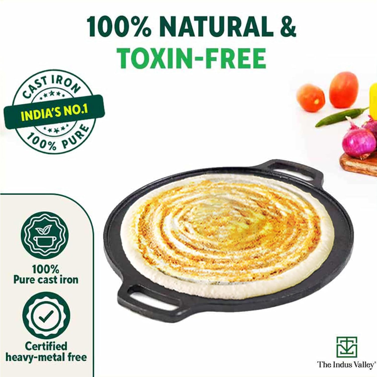 Pre-Seasoned Black Cast Iron Cookware Set+ Free Tadka Pan - Tawa 30.5cm + Kadai 25.4cm, 2.3 Liters + Fry Pan 23 Cm, 1.4 Liters | Kitchen Cooking Combo Pots & Pans Set Of 4 Pcs - Naturally Nonstick Pre-Seasoned Black Cast Iron Cookware Set+ Free Tadka Pan - Tawa 30.5cm + Kadai 25.4cm, 2.3 Liters + Fry Pan 23 Cm, 1.4 Liters | Kitchen Cooking Combo Pots & Pans Set Of 4 Pcs - Naturally Nonstick