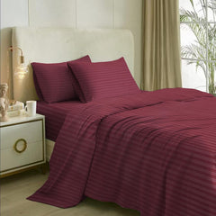 Queen Size Bed Sheet Includes 2 Pillow Covers - 88 X 98 Inches, Wine | Soft & Breathable Cotton Bedsheet For Double Bed | Ideal For Daily Home Use