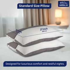 Hollow Sleeping Fiber Pillow With Zip, Adjustable Sleeping Pillow, White & Grey - Standard Size | Soft & Fluffy Pillow, Neck Support, Breathable, Bed Pillow | Comfortable Pillow - Set of 1