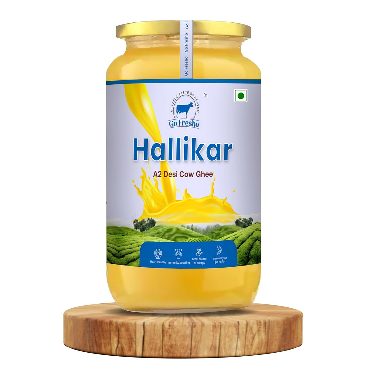 100% Natural Desi Hallikar Cow Ghee By Go Fresho | High In Vitamins A, D & Healthy Desi Ghee Good For Improves Skin Care | (1 Litr) 33.8 Ounce | Jar Pack