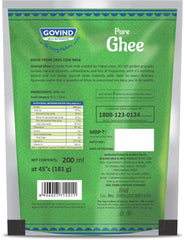 Premium Pure Cow Ghee By Govind | Rich In Vitamins A, D & E Healthy Nutrients Desi Ghee Good For Supports Digestion | 400ml (200ml * 2) 13.5 Ounce | Pouch Pack