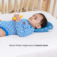 Memory Foam Baby Pillow For New Born, Head Shaping Baby Pillow, Blue Pillow - 23 X 23 X 4 Cm | For 0 To 12 Months For Preventing Flat Head Syndrome, Cherry Shape, Royal Stars - 1 Piece