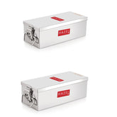 Stainless Steel Jewellery Box Organisers For Women, Cash Box For Home & Shop Counter With Locking System & Glossy Finish, Set Of 2