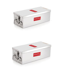 Stainless Steel Jewellery Box Organisers For Women, Cash Box For Home & Shop Counter With Locking System & Glossy Finish, Set Of 2