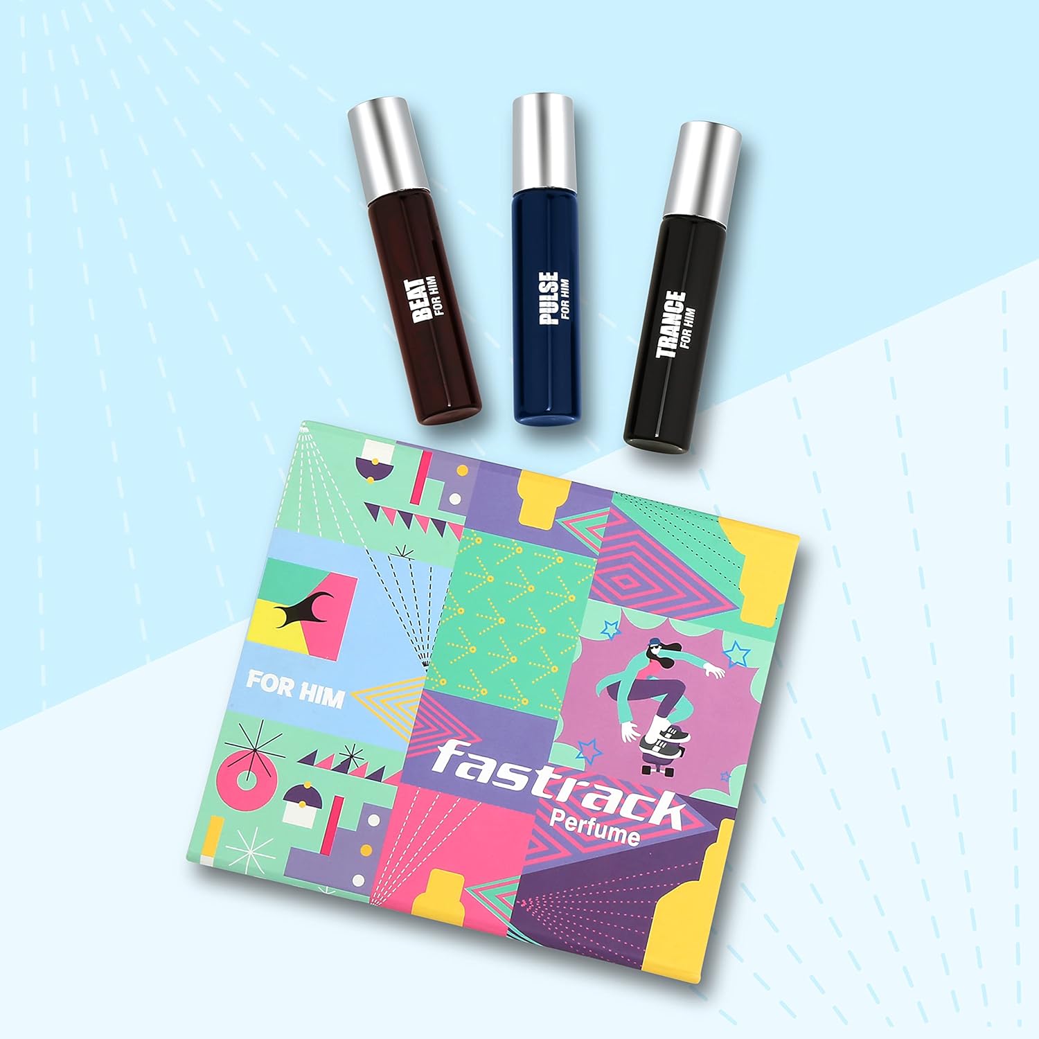Fastrack Trance + Pulse + Beat For Him Eau De Parfums 20ml 0.6 Fl.oz. Each Pack Of 3 | Travel & Gift Set For Men Fastrack Trance + Pulse + Beat For Him Eau De Parfums 20ml 0.6 Fl.oz. Each Pack Of 3 | Travel & Gift Set For Men