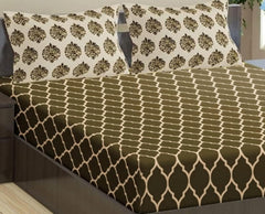 Jaipuri Design Cotton King Size Printed Bedsheet With 2 Pillow Covers - 108 X 108 Inches, Forest Green & Beige | Ideal For Home Use & Perfect For Gifting On Weddings, Housewarmings & Festivals