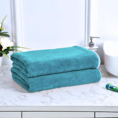Black Gold The Finer Touch Microfiber Bath Towels 1000 Gsm | Super Absorbent, Lightweight, Ultra-Soft, Fade Resistant (Green Blue) - Pack Of 2
