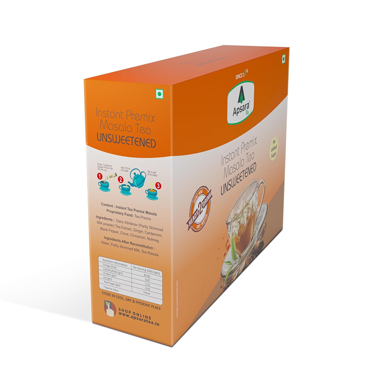 Apsara Instant Premix Unsweetened Masala Chai - 36 Sachets | Ready To Drink Tea With No Added Sugar - Enriched With Ginger, Cardamom, Pepper & Indian Spices, Sugar Free Masala Chai Apsara Instant Premix Unsweetened Masala Chai - 36 Sachets | Ready To Drink Tea With No Added Sugar - Enriched With Ginger, Cardamom, Pepper & Indian Spices, Sugar Free Masala Chai