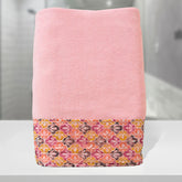 Rangoli Prima Dream 100% Cotton Lace Bath Towel 450 Gsm | Ultra Soft, Super Absorbent & Eco-Friendly Hanging Bath Towel (Light Pink) - Pack Of 1