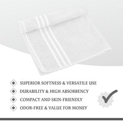 100% Cotton Hand Towel 400 Gsm | Super Soft, Absorbent, Quick Dry Hand Towel (White) - Pack Of 2