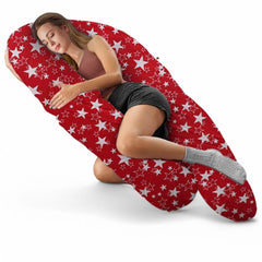U Shaped Pregnancy Pillow, Maternity Pillow, 100% Cotton Cover, Stardom Red | Super Premium Pillow For Sleeping, Versatile Use, Pregnocare Microfibers, Breathable, Comfortable Pillow
