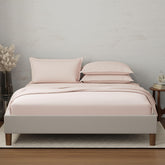 100% Cotton Plain Bedsheet Set With 4 Pillow Covers - 108 X 108 Inches, Pink | 300 Thread Count - Gift For Weddings Or Anniversary King Size Bedsheet
