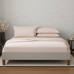100% Cotton Plain Bedsheet Set With 4 Pillow Covers - 108 X 108 Inches, Pink | 300 Thread Count - Gift For Weddings Or Anniversary King Size Bedsheet