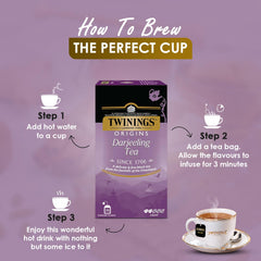 Twinings Origins Darjeeling Tea - 50gm, 1.7 Ounce, 25 Envelope Tea Bags | Delicate & Subtle Black Tea - Light Strength Premium Black Tea, High Caffeine