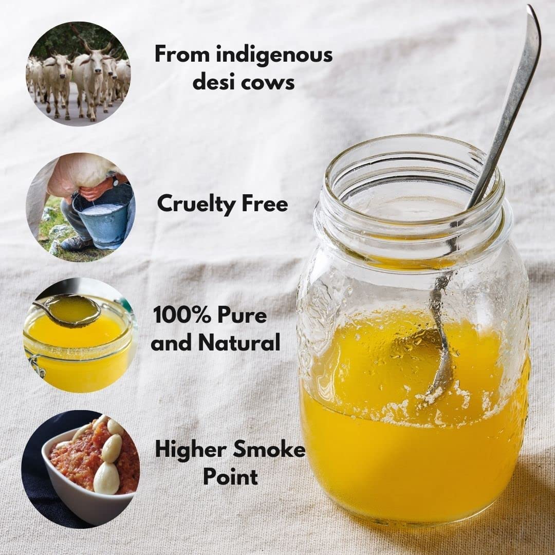 100% Pure A2 Desi Cow Ghee By Healthy Roots | Natural & Healthy Gir Cow Cultured Desi Ghee Perfect For Body Health | (500ml) 16.9 Ounce | Jar Pack 100% Pure A2 Desi Cow Ghee By Healthy Roots | Natural & Healthy Gir Cow Cultured Desi Ghee Perfect For Body Health | (500ml) 16.9 Ounce | Jar Pack