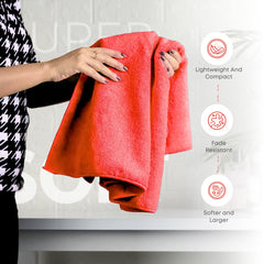 Black Gold The Finer Touch Premium Microfiber Bath Towels 800 Gsm | Lightweight Ultra-Soft Fade Resistant (Red) - 2 Pcs