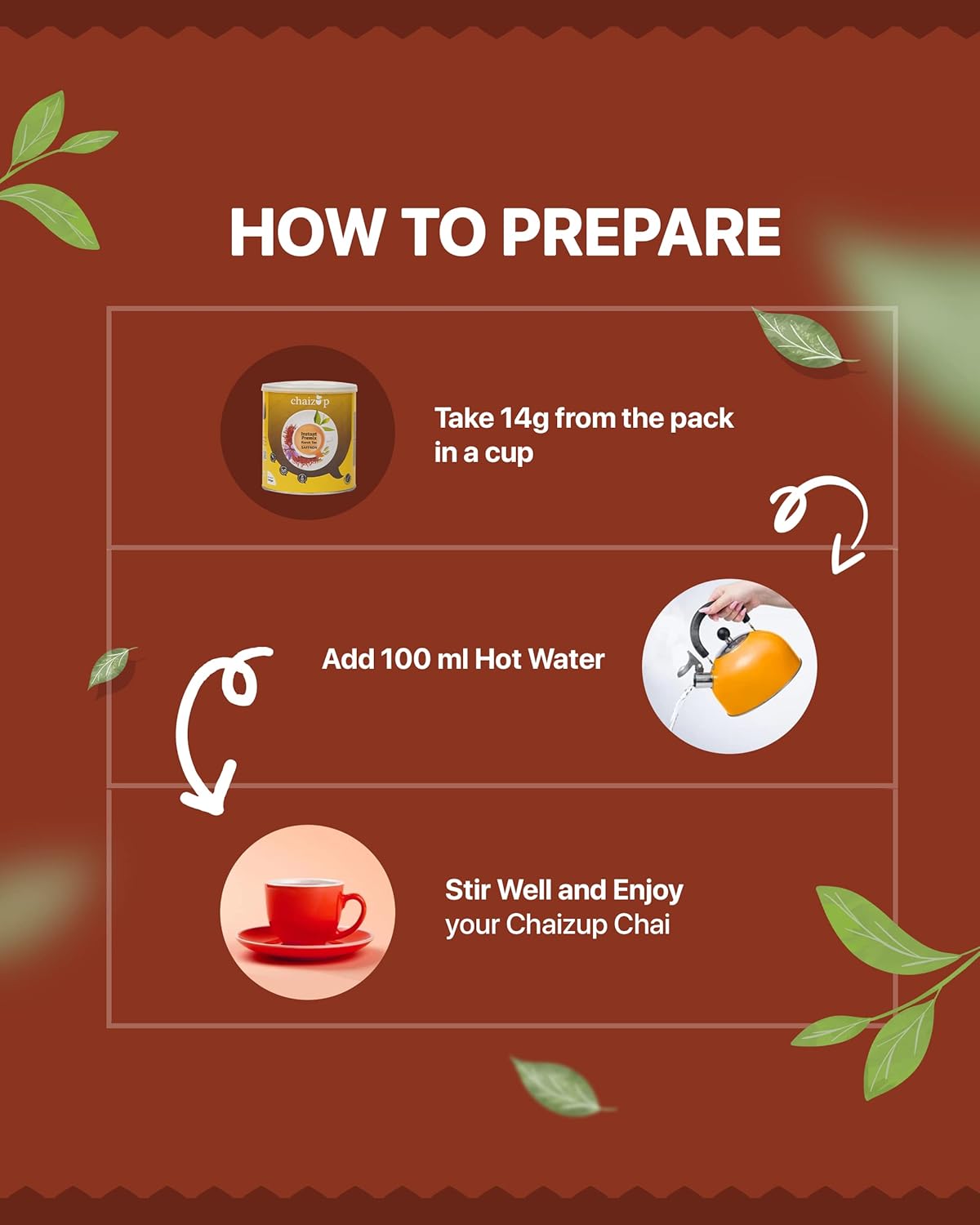 Chaizup Premium 1 Min Instant Saffron Tea Premix - 500gm Can, 17.6 Ounce | Instant Kesar Chai Powder - Just Add Hot Water | Low Caffeine Chaizup Premium 1 Min Instant Saffron Tea Premix - 500gm Can, 17.6 Ounce | Instant Kesar Chai Powder - Just Add Hot Water | Low Caffeine