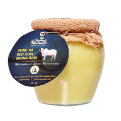 Organic Natural Vedic A2 Desi Cow Bilona Ghee By Farm2mamma | Natural & Healthy Nutrients A2 Grass Fed Cultured Ghee For Weight Loss | (500ml) 16.9 Ounce | Jar Pack