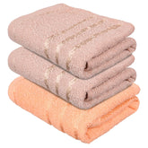 Kuber Industries Cotton Lining Design Face Towel 450 Gsm (Peache & Brown) -3 Piece