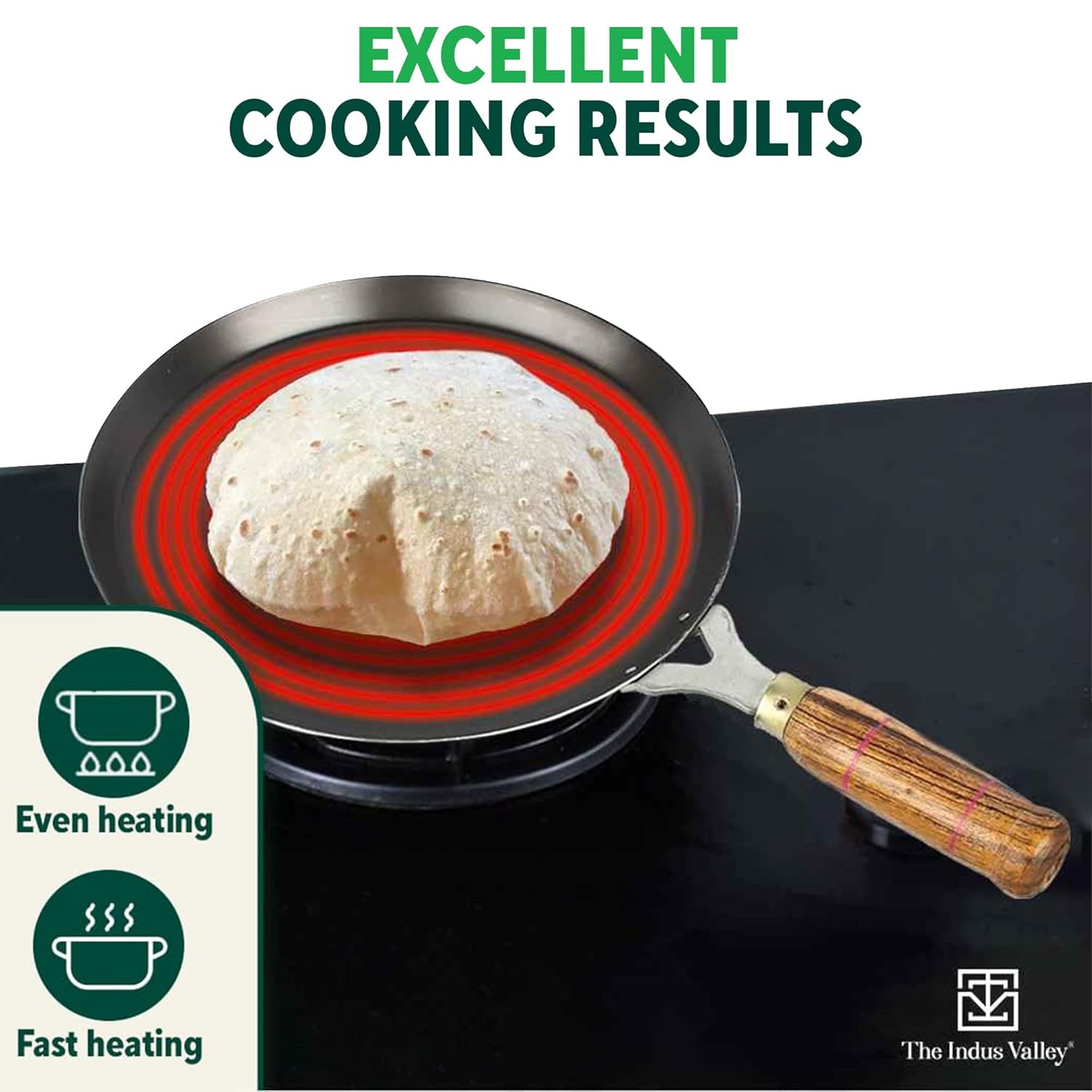 Pre-Seasoned Black Iron Tawa For Dosa, Chapathi With Wooden Handle - 26cm, 10.2 Inch, 1.02 Kg | Induction Friendly, 100% Pure & Toxin-Free, No Chemical Coating Pre-Seasoned Black Iron Tawa For Dosa, Chapathi With Wooden Handle - 26cm, 10.2 Inch, 1.02 Kg | Induction Friendly, 100% Pure & Toxin-Free, No Chemical Coating