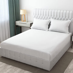 Wrinkle Resistant King Size Bedsheet With 2 Pillow Cover - 108 X 108 Inches, White | Smooth, Breathable, Comfortable Double Bedsheet