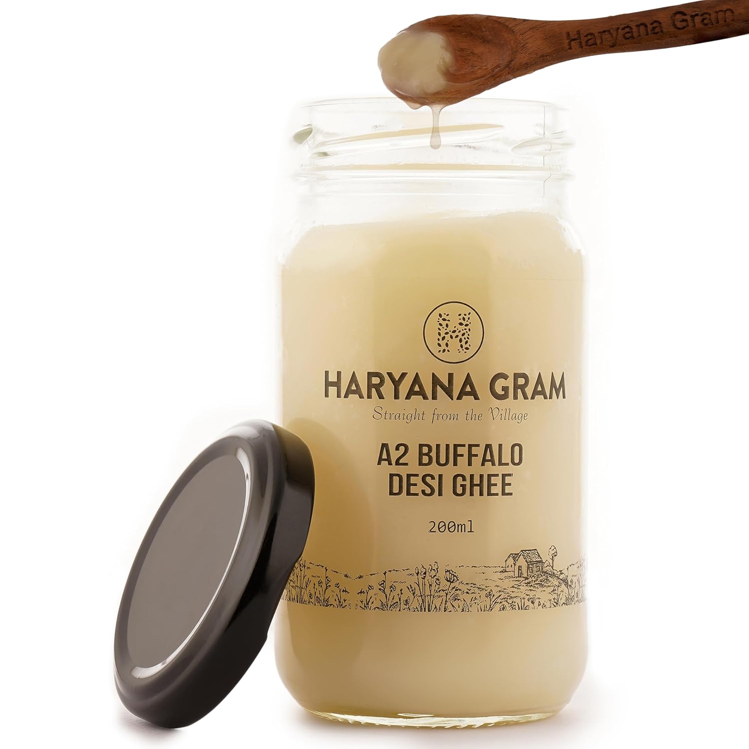 Pure A2 Buffalo Desi Ghee By Haryana Gram | Rich In Vitamin A, D & Minerals Healthy Desi Ghee Good For Digestive Health | (200ml) 6.7 Ounce | Jar Pack Pure A2 Buffalo Desi Ghee By Haryana Gram | Rich In Vitamin A, D & Minerals Healthy Desi Ghee Good For Digestive Health | (200ml) 6.7 Ounce | Jar Pack