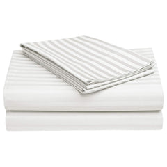 Satin Stripes King Size Cotton Bedsheet With 2 Pillow Covers - 108 X 108 Inches, White | Perfect For Home Decor, Guest House | Ideal For All Seasons