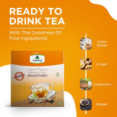 Apsara Instant Premix Unsweetened Masala Chai - 36 Sachets | Ready To Drink Tea With No Added Sugar - Enriched With Ginger, Cardamom, Pepper & Indian Spices, Sugar Free Masala Chai