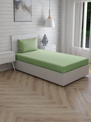 Single Flat Bedsheet With 1 Pillow Cover (54 X 90 Inches) Moss Green | Durable & Long Lasting Wrinkle Resistant Fabric - All Season Comfort | 300 Thread Count
