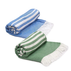 Mush Bamboo Turkish Towel 280 Gsm | 100% Bamboo Ultra Soft, Absorbent & Quick Dry Towel For Bath, Beach, Pool, Travel, Spa & Yoga (Blue & Dk. Green)