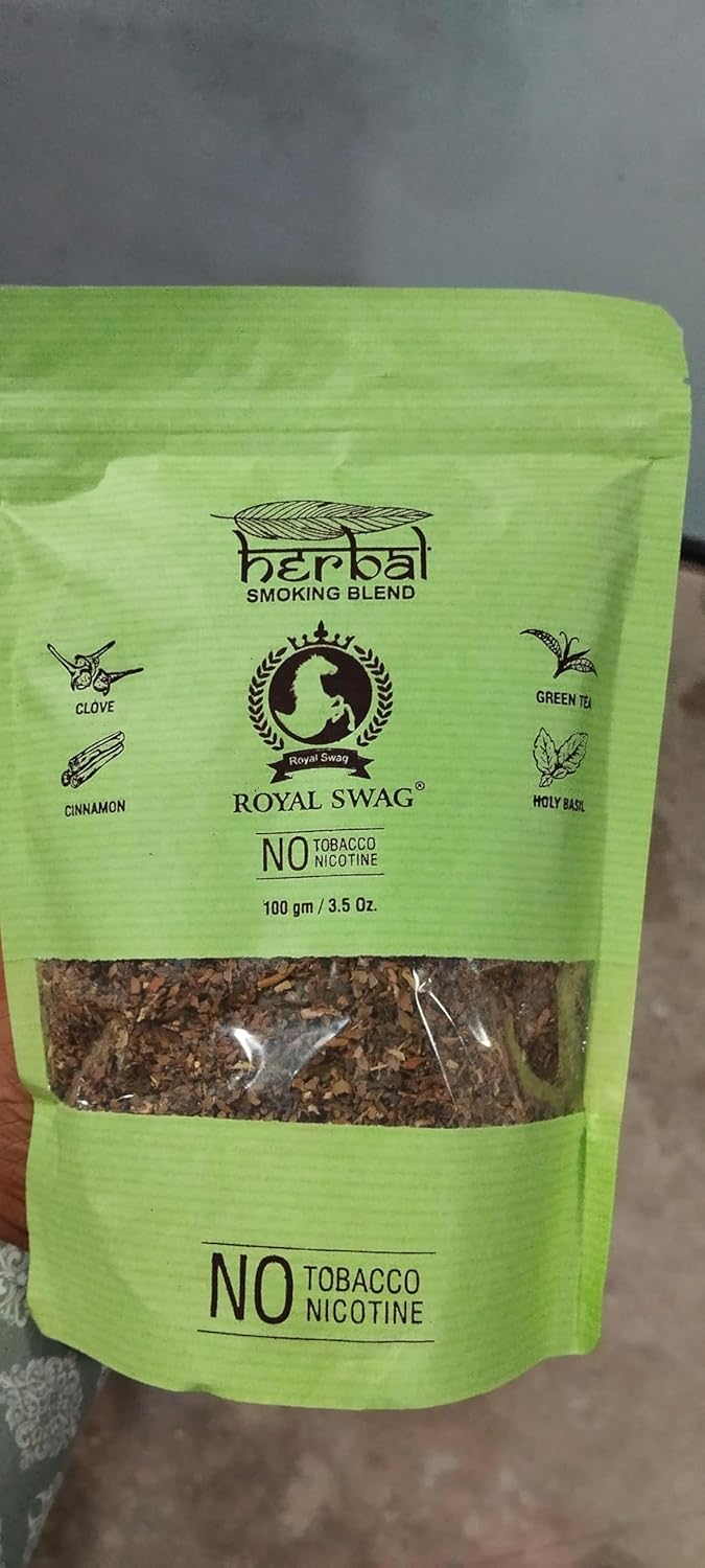 Royal Swag Tobacco & Nicotine Free Smoking Mixture Powder With 100% Natural Herbal Smoking Blend Of Clove 1 Pack - 100gm With Wooden Pipe Royal Swag Tobacco & Nicotine Free Smoking Mixture Powder With 100% Natural Herbal Smoking Blend Of Clove 1 Pack - 100gm With Wooden Pipe