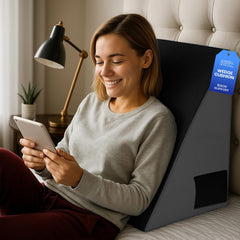 Wedge Memory Foam Pillow, Back Support Pillow For Bed, Acid Reflux, Grey & Black | Snoring, Gerd, Leg Elevation, Pregnancy Support For Sitting & Sleeping | Wedge Cushion Pillow