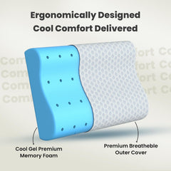 Cervical Pillow, Ventilated Cooling Gel Memory Foam Pillow, Grey - King Size | Orthopedic Pillow Neck Support Pillow For Sleeping, Neck & Shoulder Pain, Durable, Long Lasting - Pack Of 1