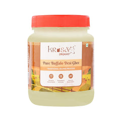 Organic Pure Buffalo Desi Ghee By Krisa Organic | Rich In Nutrients & Vitamins A, D Healthy Pure Desi Ghee Good For Glowing Skin | (1 Litr) 33.8 Ounce | Jar Pack