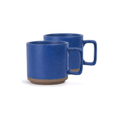 Large Ceramic Coffee Mug Set Of 2 - Blue, 350ml Each | Ceramic Japandi Mug, Tea Mug With Matte Finish - Mug For Coffee | Ceramic Coffee Mug - Microwave Safe & Dishwasher Safe