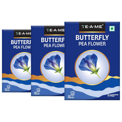 TE-A-ME Butterfly Pea Flower Tea - Pack Of 3 X 40gm, 1.4 Ounce Each | Ayurvedic Shankhpushpi Flower - Helps Relieve Stress | Caffeine Free, Biodegradable