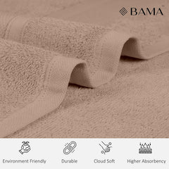 Bama 100% Cotton Hand Towel 500 Gsm | Soft & Absorbent Hand Towels For Bathroom, Kitchen, Gym (Rose Cloud) - Set Of 2