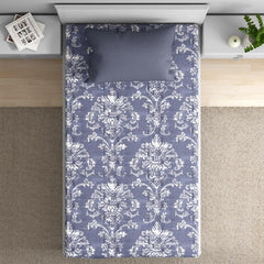 Cotton Elastic Fitted Single Bedsheet With 1 Pillow Cover | 72 X 36 Inches, Dark Grey - Breathable & Durable, Soft & Perfect For All Seasons