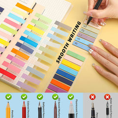 Sticky Book Tabs Book Markers - Repositionable Book Flags Strip | (3 Packs - 600 Pcs Notes)