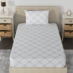 Single Bedsheet Cotton With 1 Pillow Cover - 55 X 88 Inches, White (Blue Pattern) | Lightweight, Soft & Breathable - Perfect For Gifting On Weddings Bedsheet