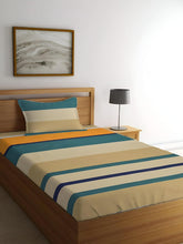 180 TC Print Cotton 1 Single Bedsheet With 1 Pillow Cover - 60 X 90 Inches, Beige | Bedsheet Is Super Easy To Clean & Maintain