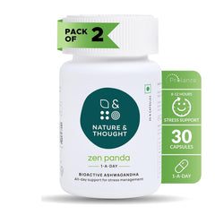 Nature & Thought Ashwagandha Adaptogen Capsules For Men & Women, All Day Stress, Anxiety & Sleep Support Supplement With Long Acting Prolanzatm | 30 Capsules 50gm 0.1lbs Each Pack Of 2