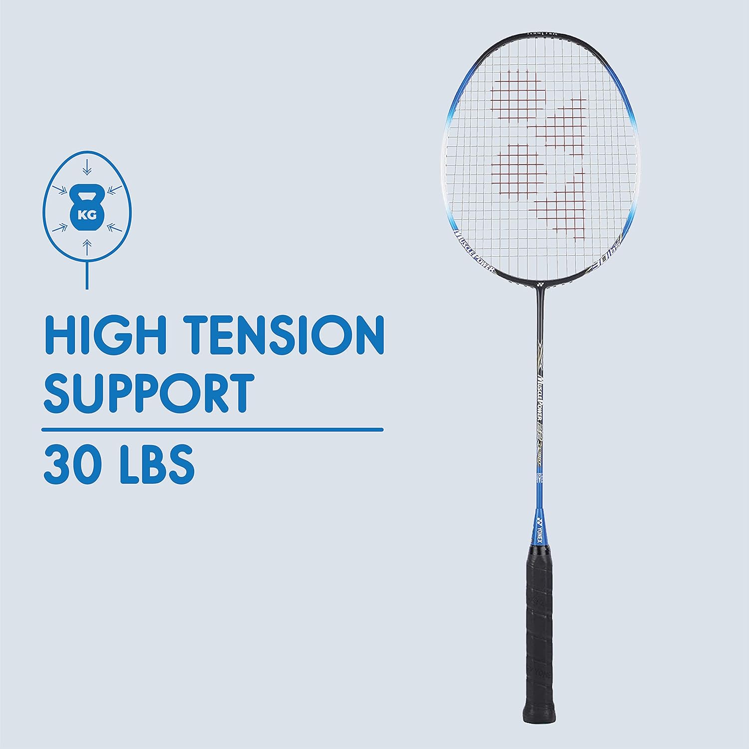 Yonex MUSCLE POWER 22LT Aluminum Strung Badminton Racquet G4, Grip Size - 3 3/4 Inches, Colour - Black & Blue Yonex MUSCLE POWER 22LT Aluminum Strung Badminton Racquet G4, Grip Size - 3 3/4 Inches, Colour - Black & Blue